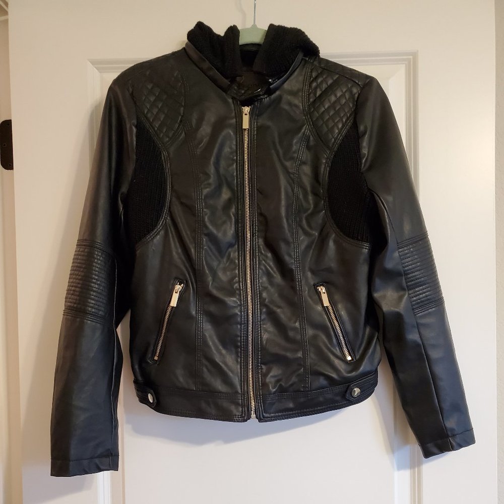 Vegan Leather Black Bomber Jacket